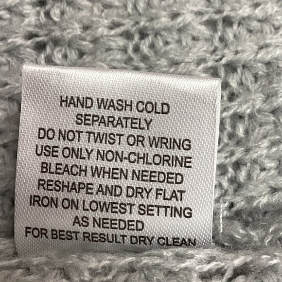 PINK ROSE S Gray Open Weave Pocket Cardigan Sweater Braid Accent 173H - Picture 8 of 8